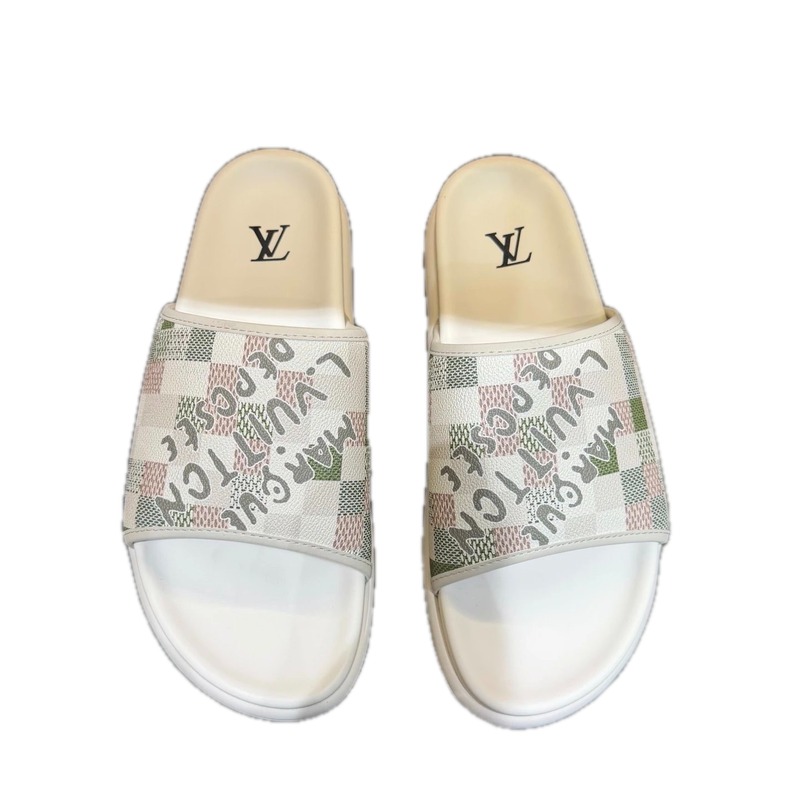Louis Vuitton Trendy Checkerboard Off-white Slides