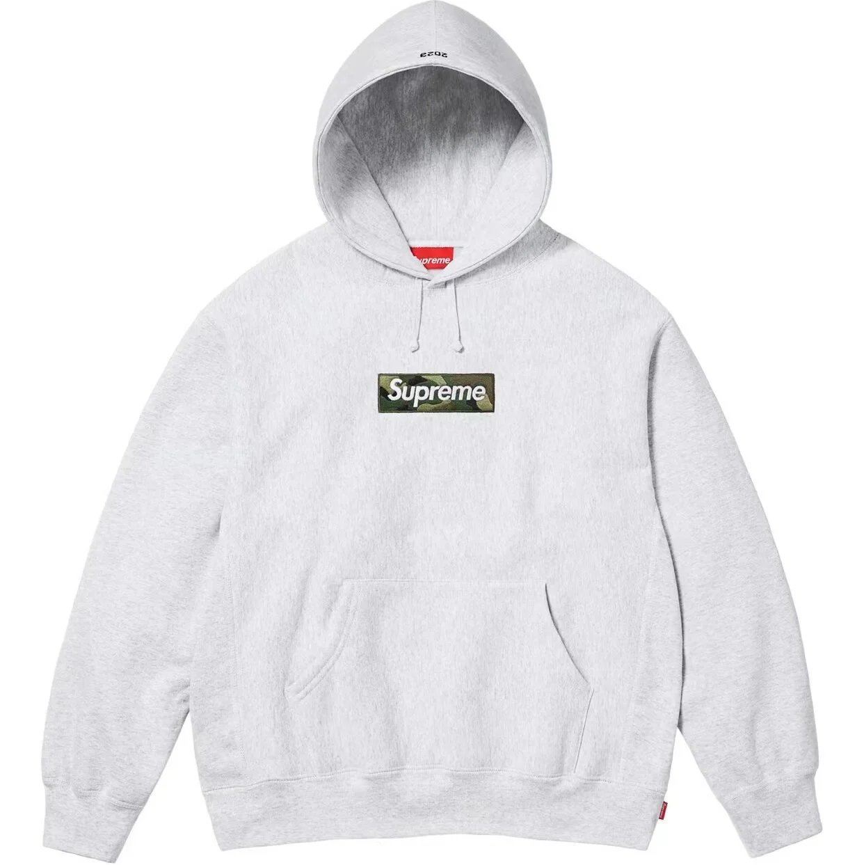 Supreme Patterned Logo hoodie Gray Red Oversized with Polished Detail