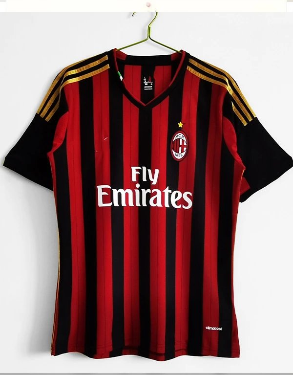 AC Milan Casual Retro soccer jersey Red Black Striped for Comfortable Styling
