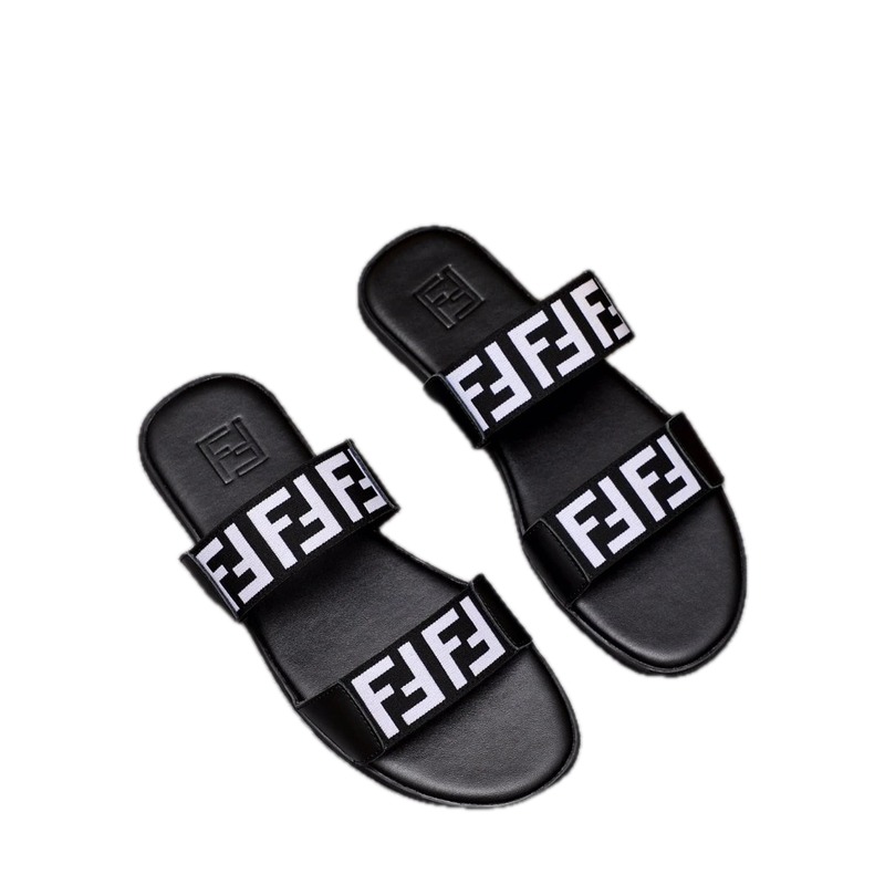 Fendi FF Collection Trendy & Cool Black and White Slides