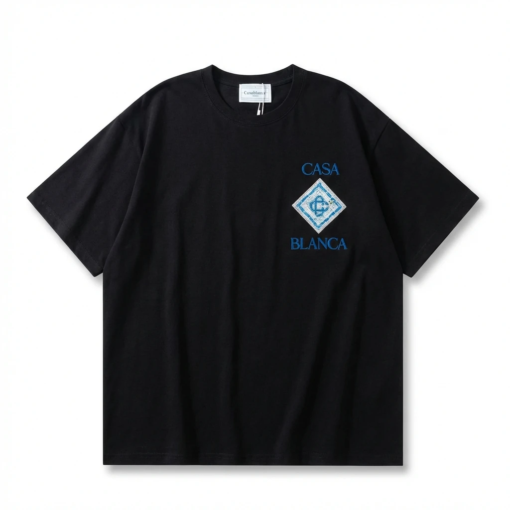 Casablanca trendy brand black short-sleeve