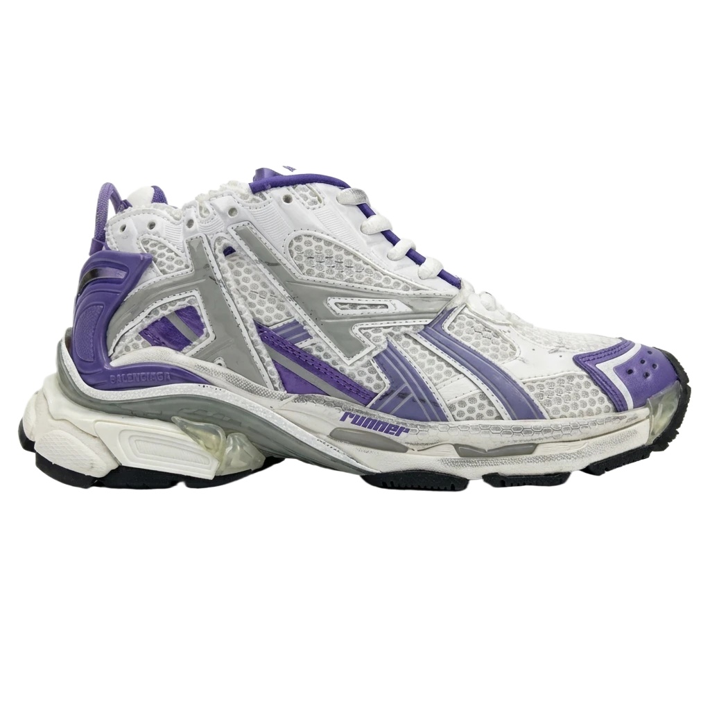 Balenciaga retro-style white and purple sports shoes