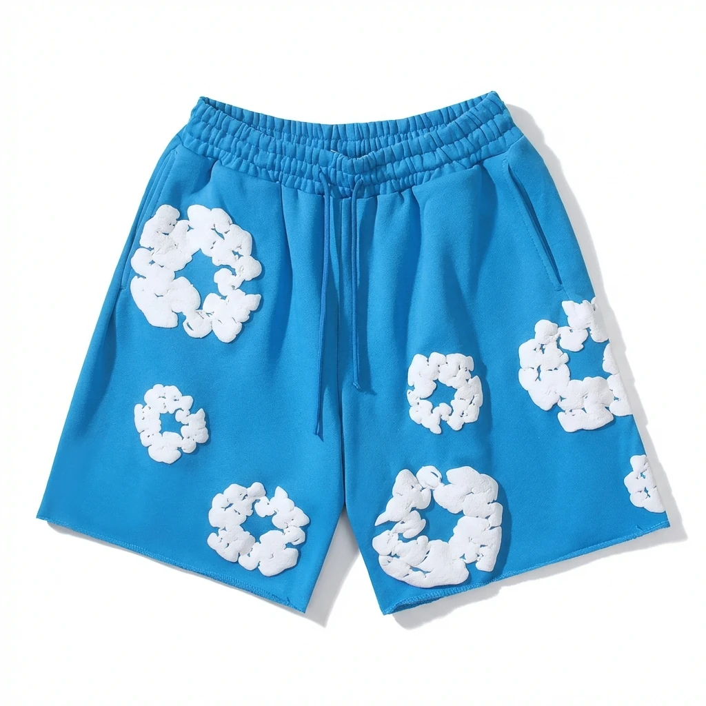 DENIM TEARS Blue and White Retro Shorts
