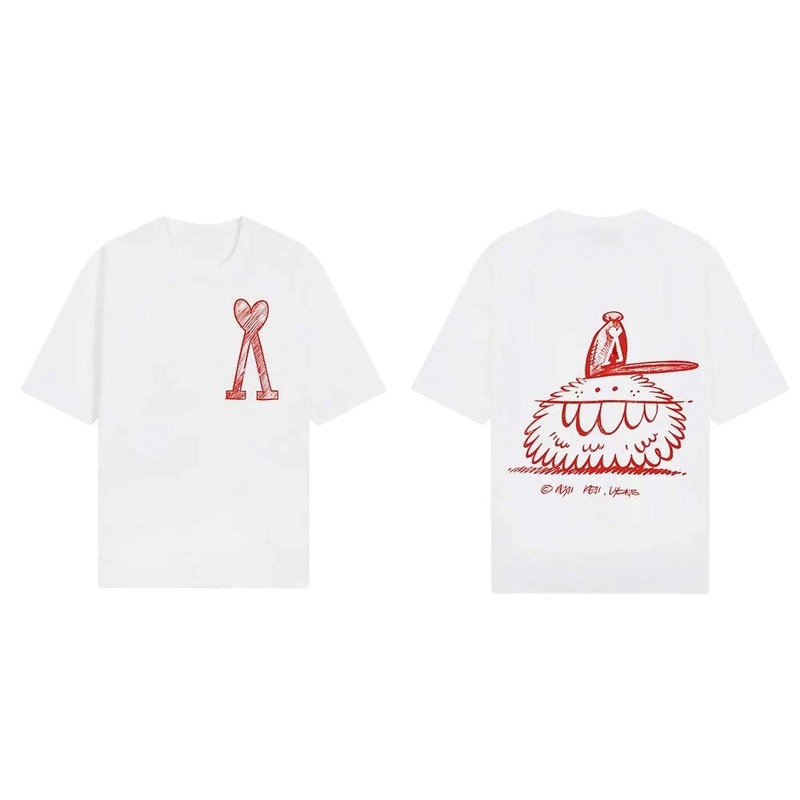 AMI cartoon printed white T-shirt