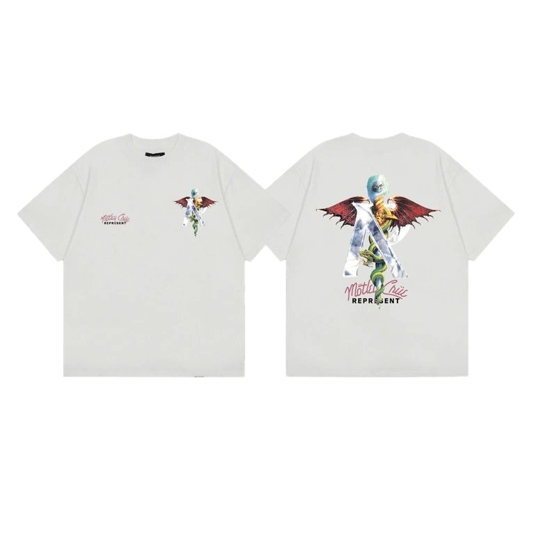 Represent Co-branded Vintage High Street Off-white Printed T-Shirt
