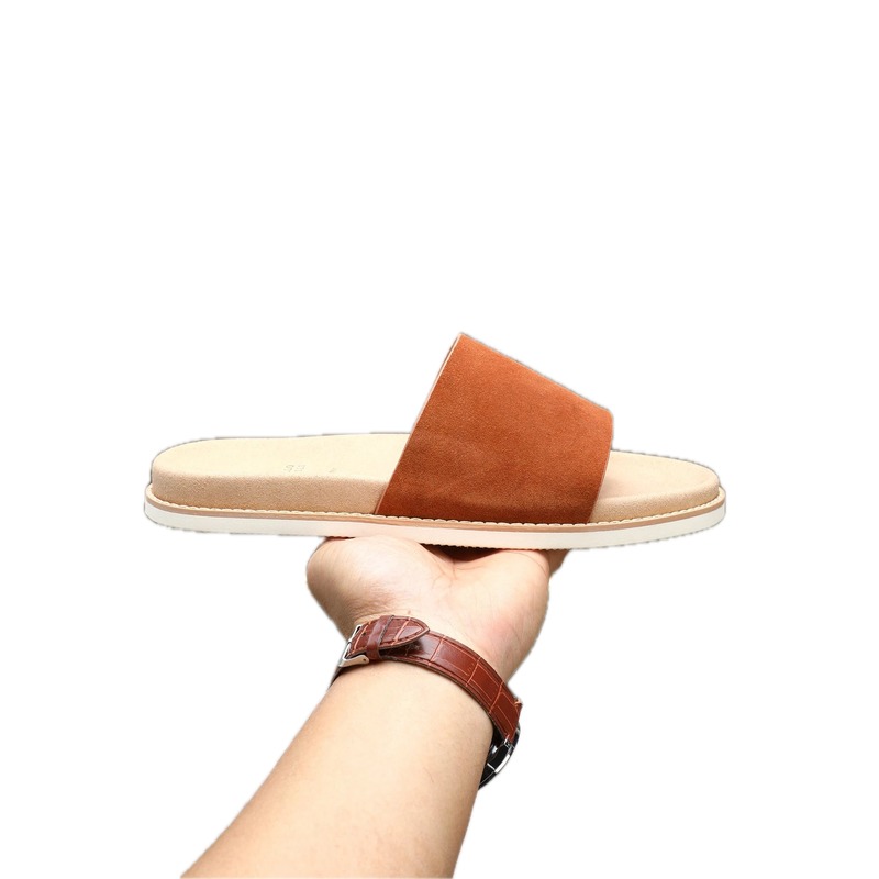Brunello Cucinelli Minimalist Casual Caramel Slide Sandals