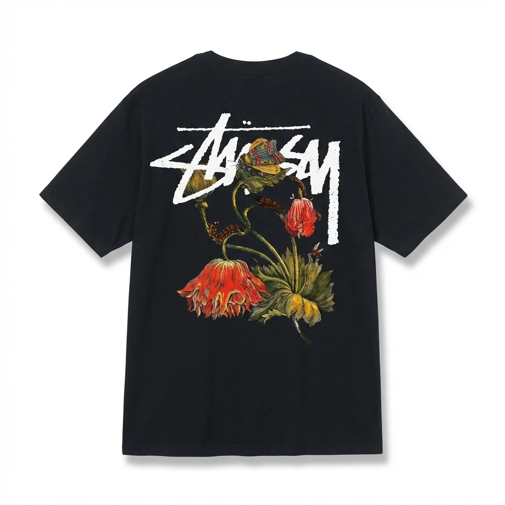 Stussy Floral Style Black T-shirt