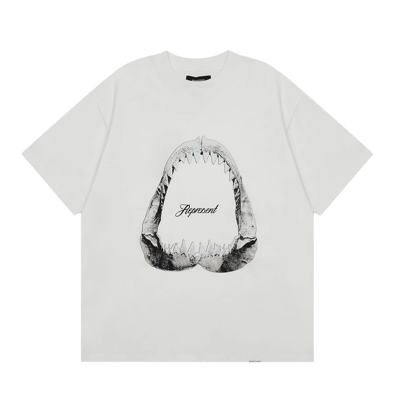 Represent Shark Jaw Print High Street Style White T-shirt