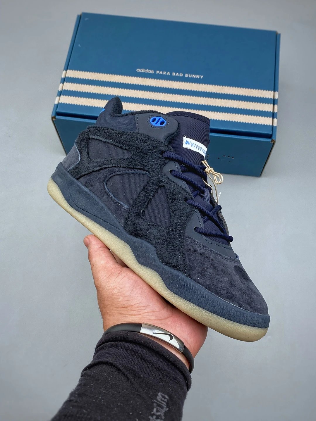 Adidas Dark Navy Collaborative Low-Top Sneakers and Tonal Branding