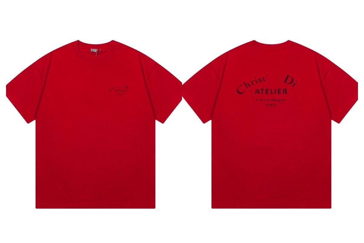 Dior Atelier Minimalist Style True Red Short-sleeve T-shirt