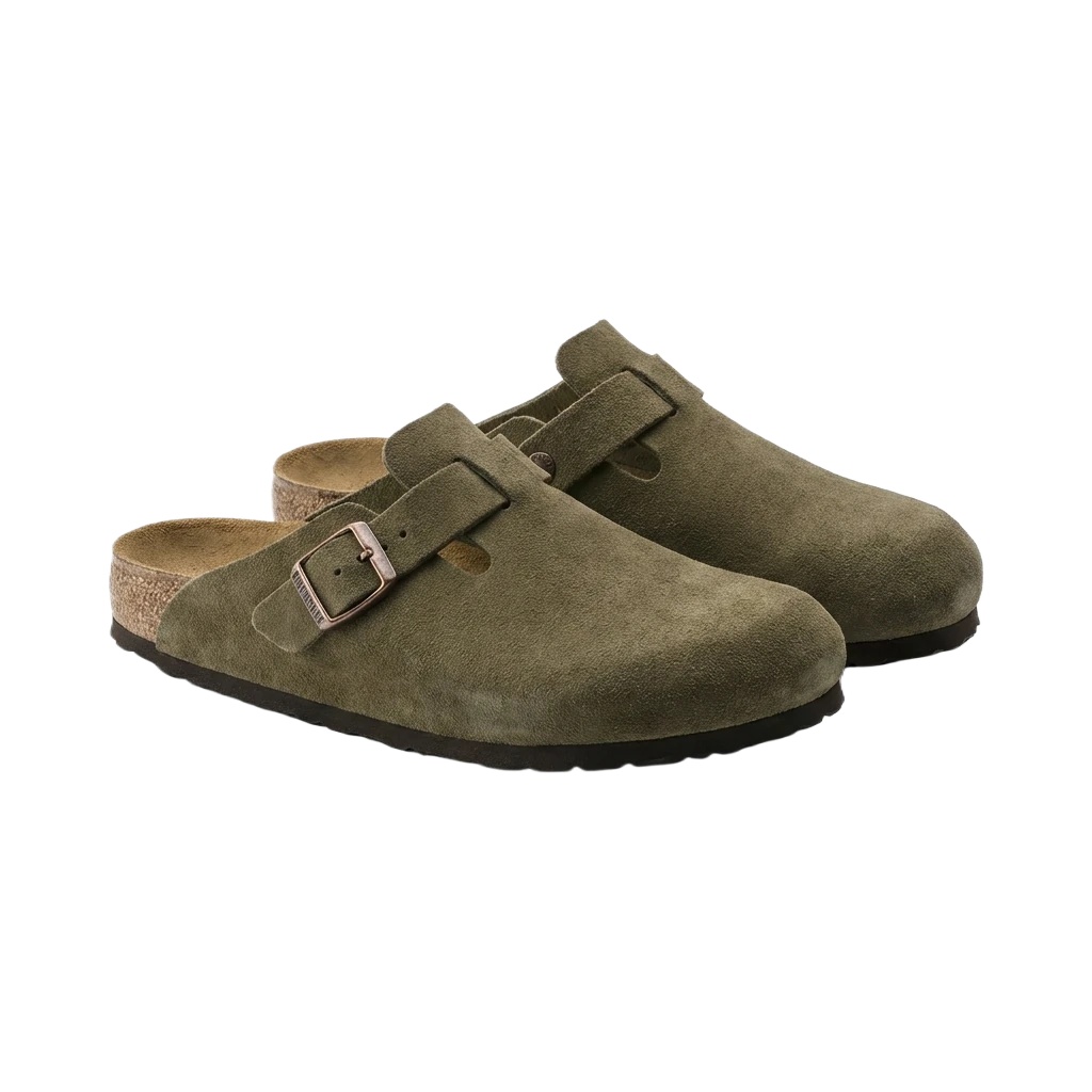 BIRKENSTOCK retro-style khaki slippers