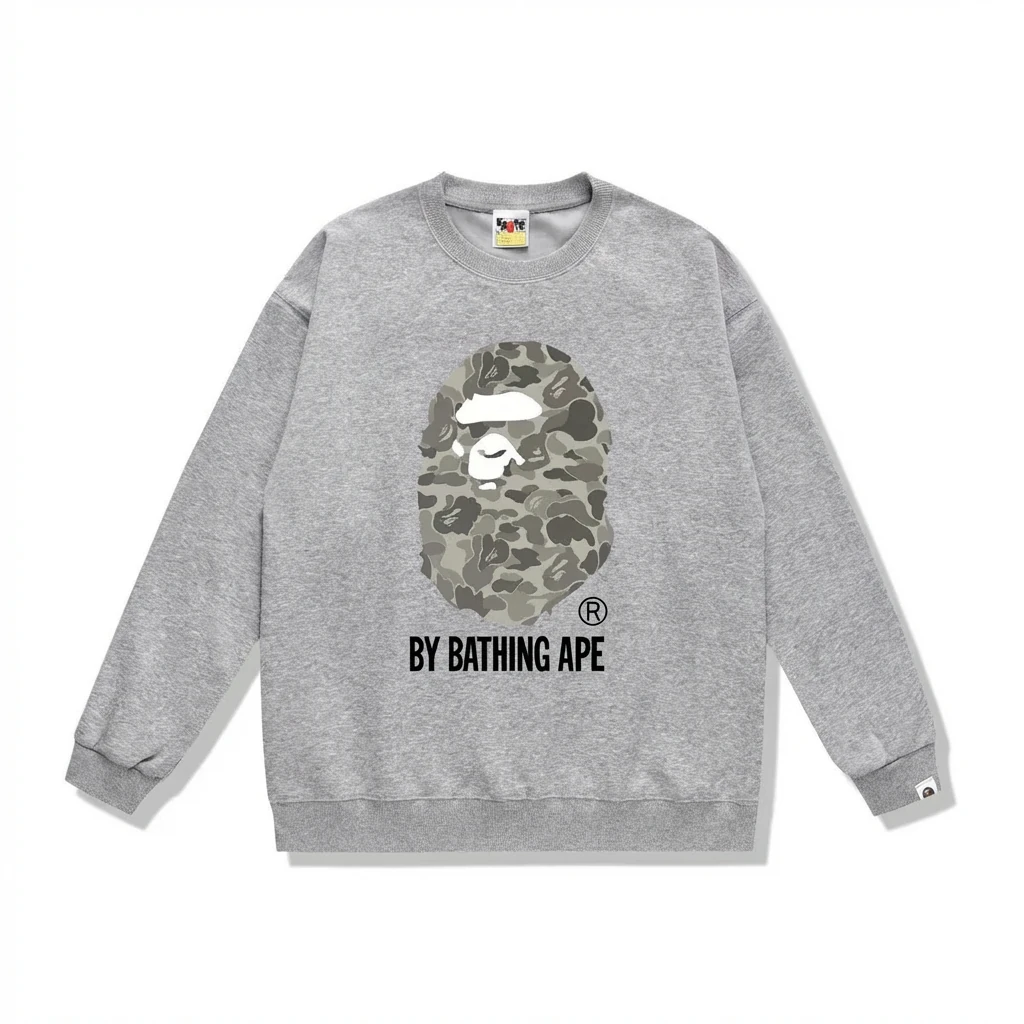 Bape camouflage-style grey sweatshirt