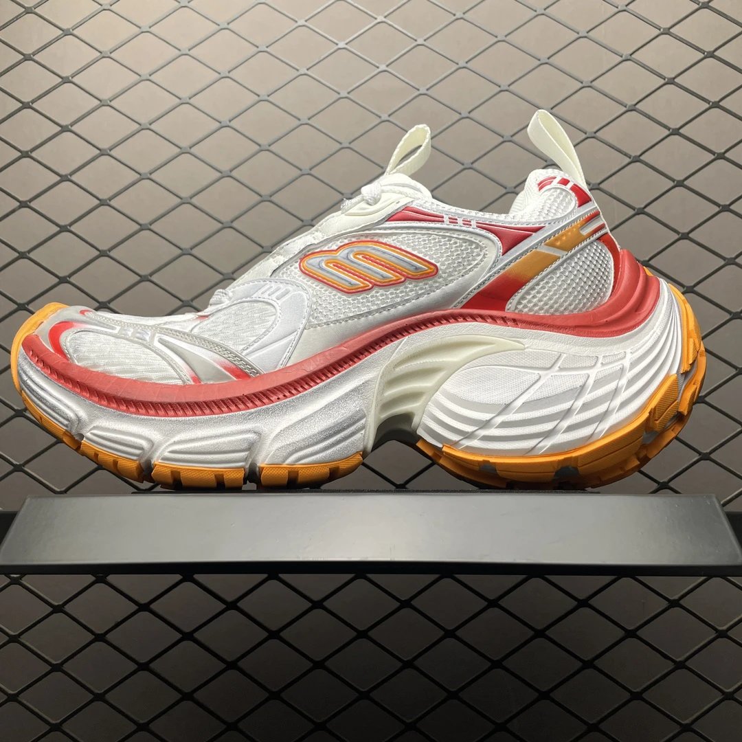 New Balance Gray and Orange Chunky Runners, Technical Side Panels