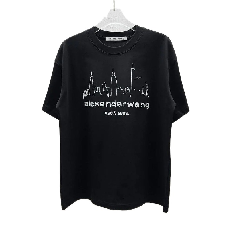 Alexander Wang Trendy & Cool Skyline Print Black T-Shirt