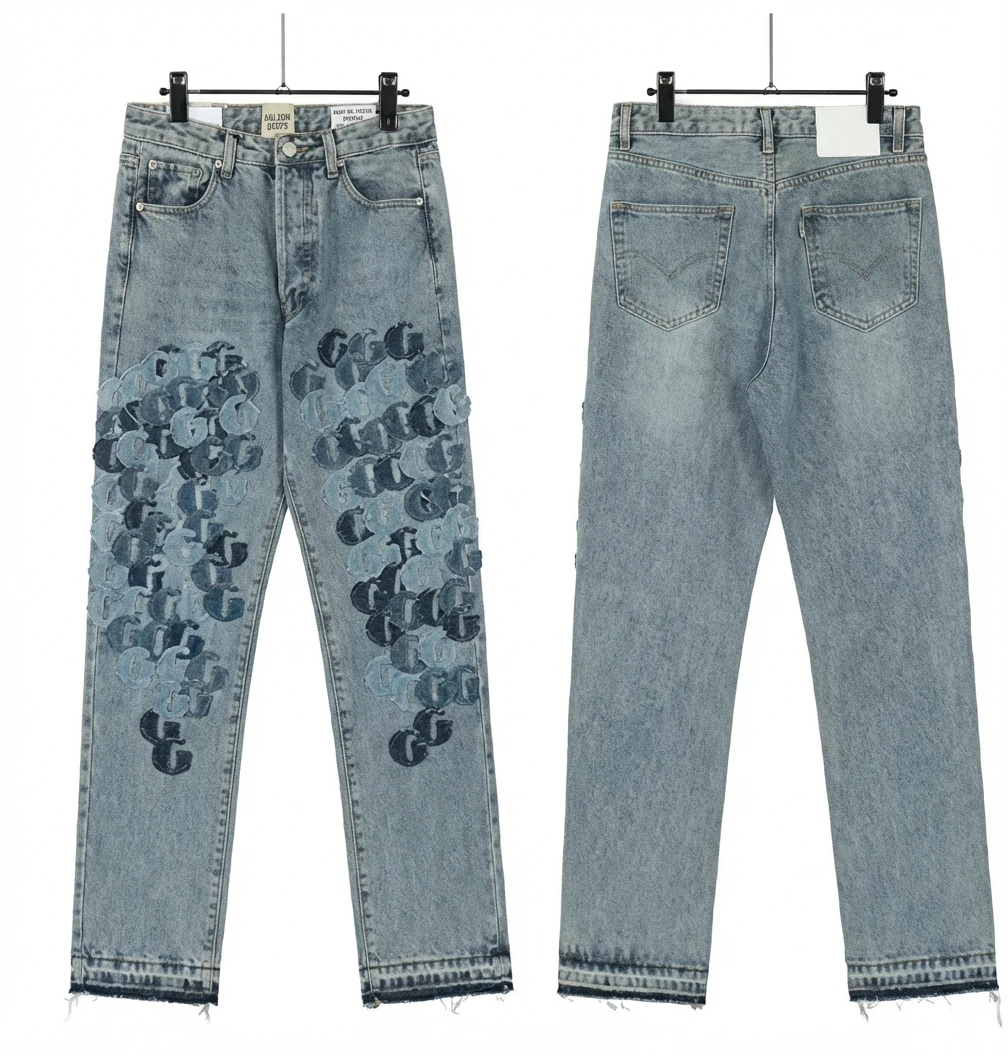 Gallery Dept graffiti-style light blue jeans