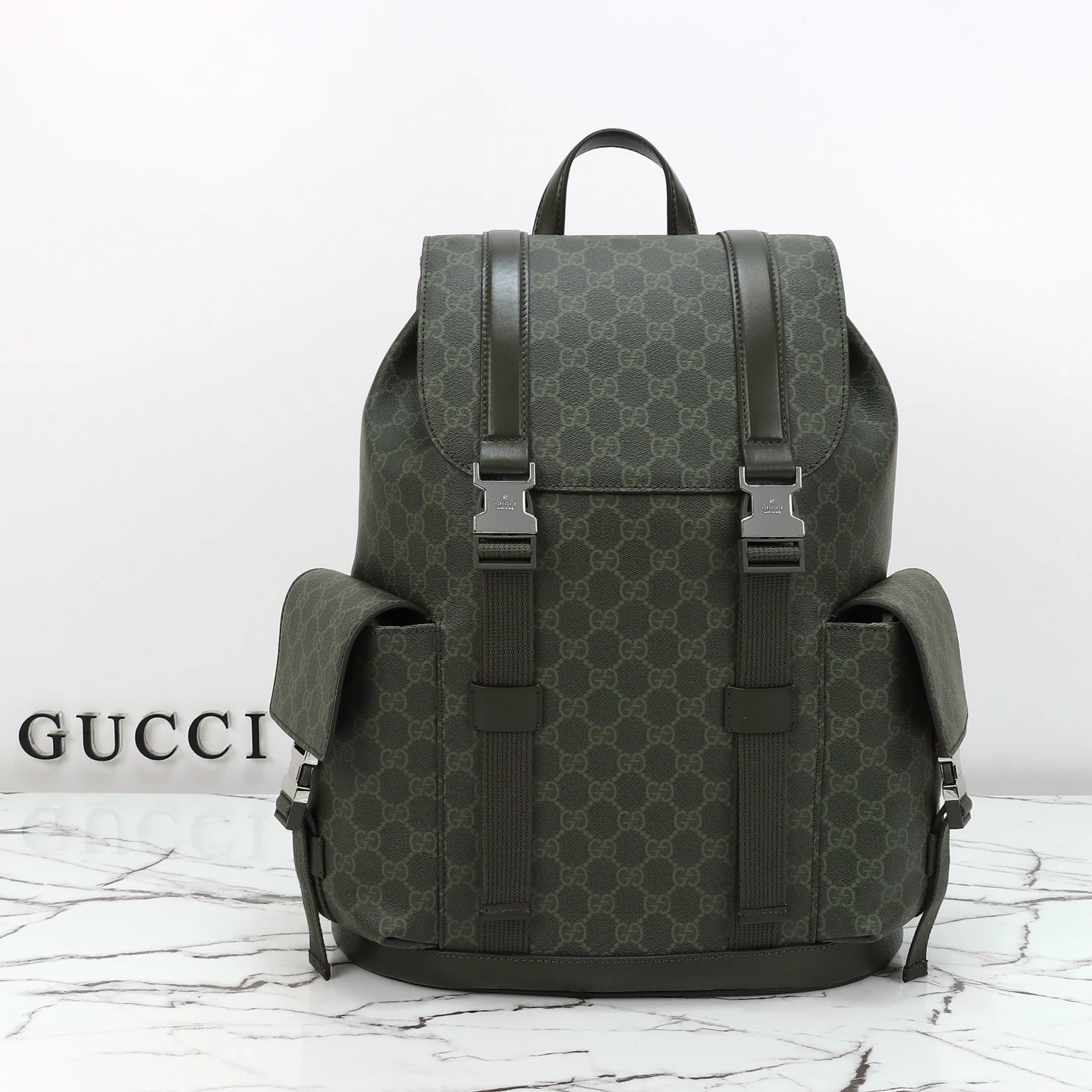 Green GG Monogram Backpack Gucci Backpack for Casual Outfits