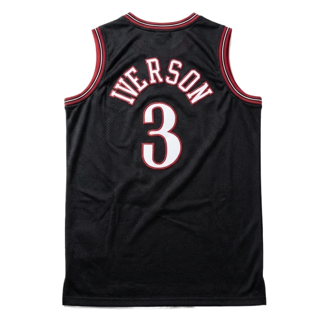 Iverson series black and red basketball uniforms.