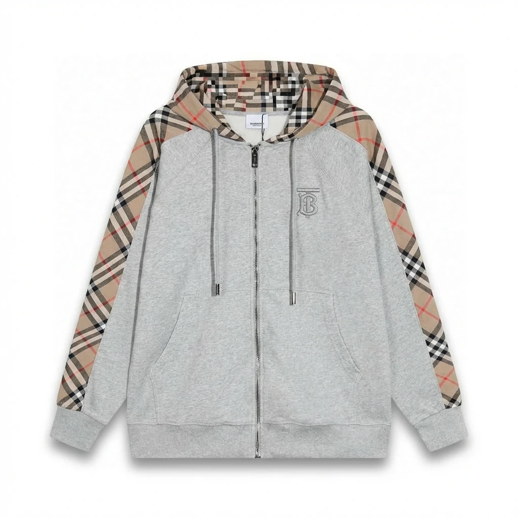 Burberry checkered casual style grey coat