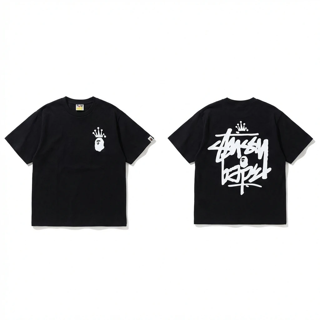 Bape Crown Graffiti Style Short-Sleeve Shirt