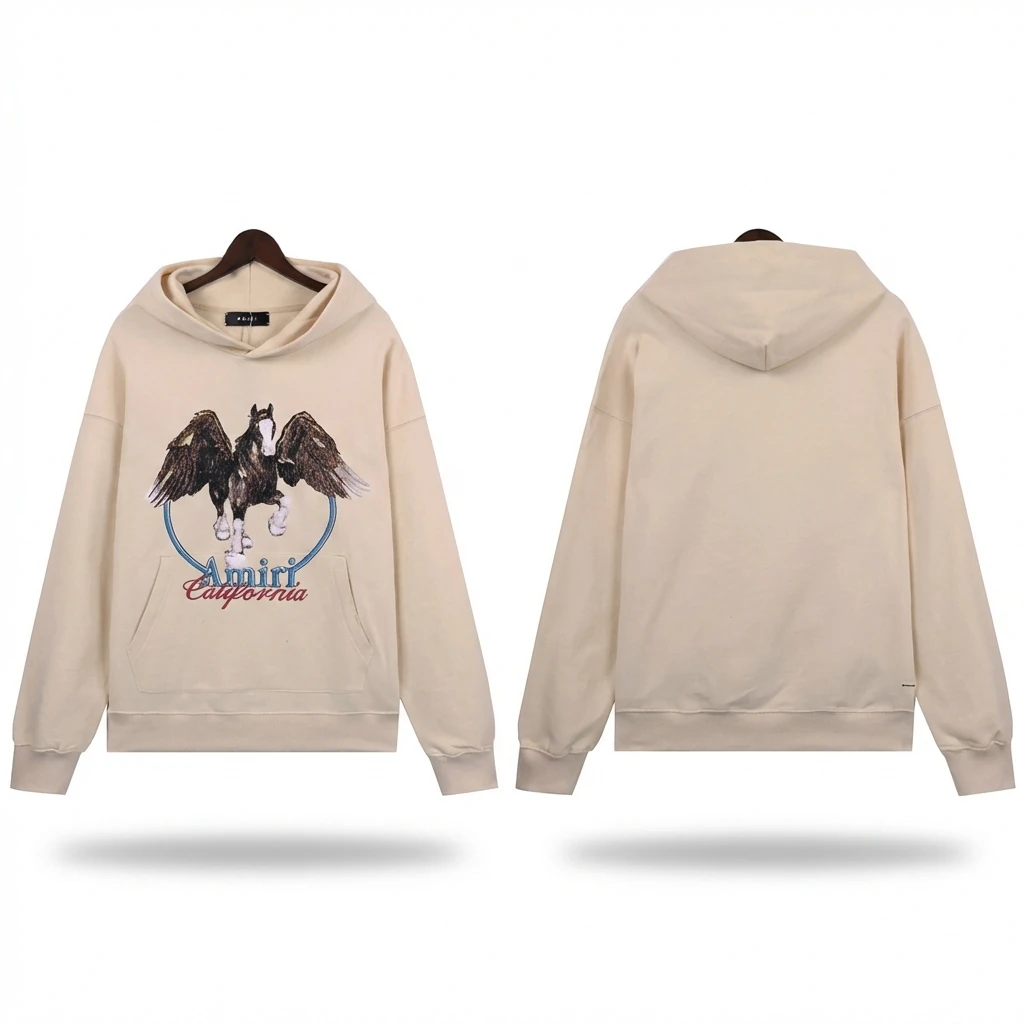 AMIRI Pegasus Series Casual Style Off-White Sweatshirt