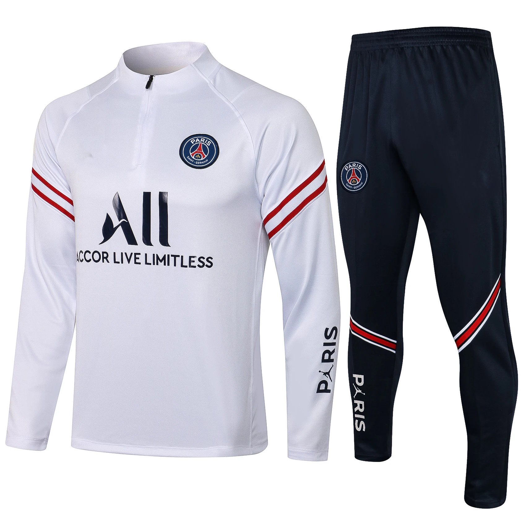 Paris Saint-Germain 2021-22 White Training Tracksuit Set Relaxed Styling