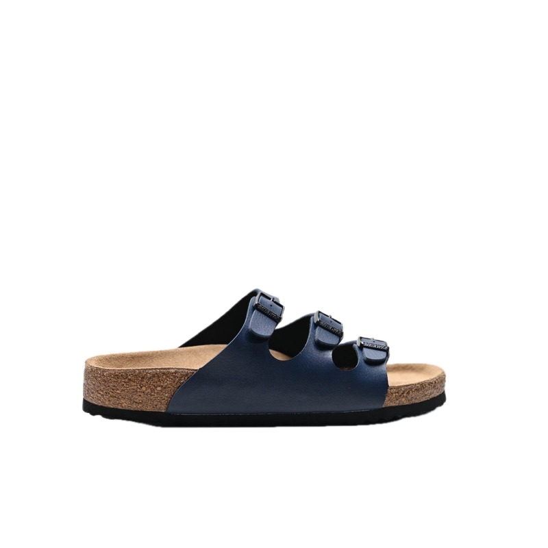 BIRKENSTOCK Three-Buckle Casual Dark Blue Slide Sandals