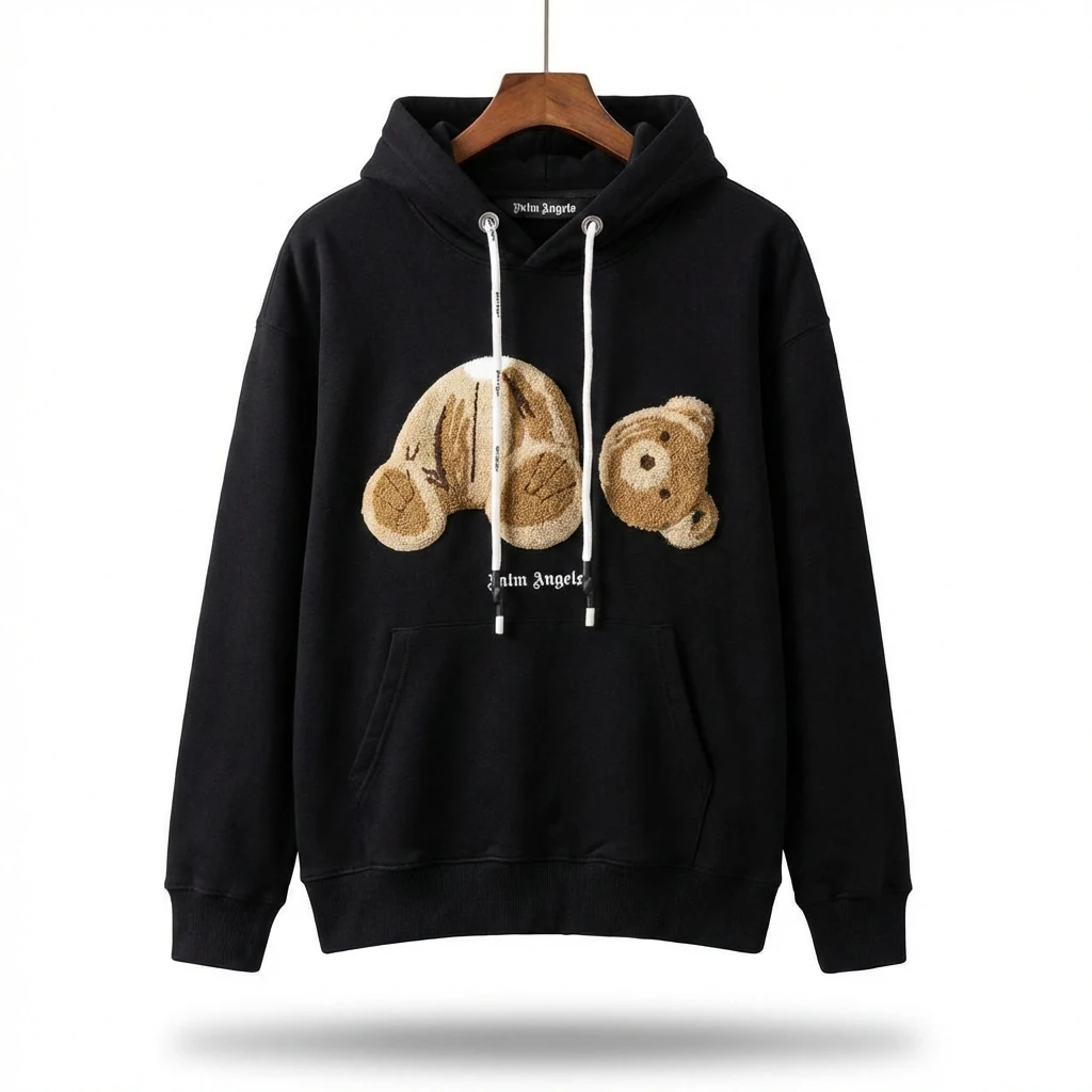 Palm Angels Bear Trendy Brand Black Sweatshirt