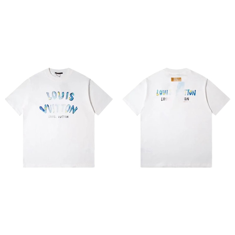 Louis Vuitton Watercolor Graffiti Style White T-Shirt