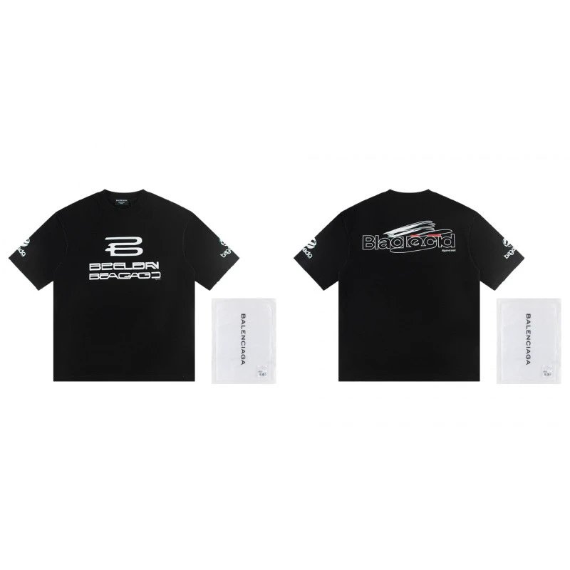 Balenciaga Printed Street Style Black T-shirt