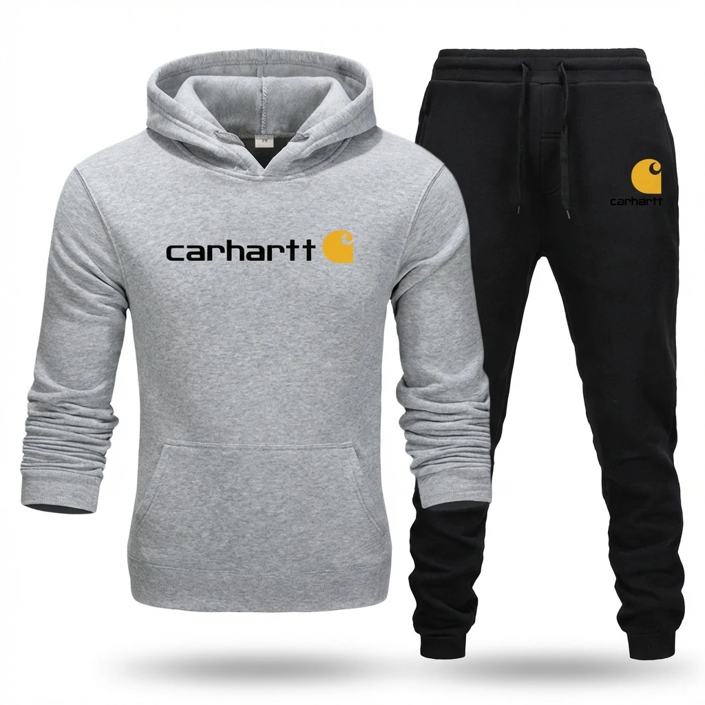 Carhartt trendy brand gray and black sportswear set