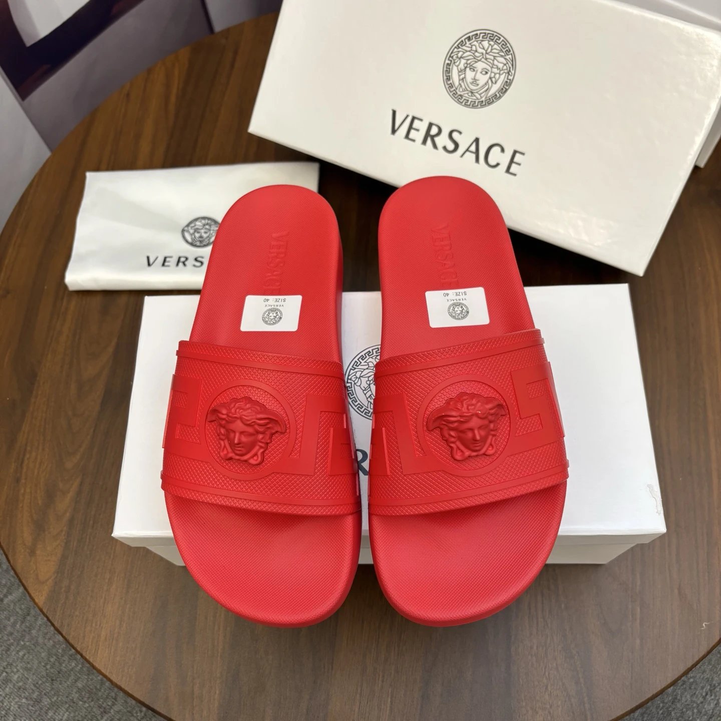 Versace Medusa Luxury Style Red Slides