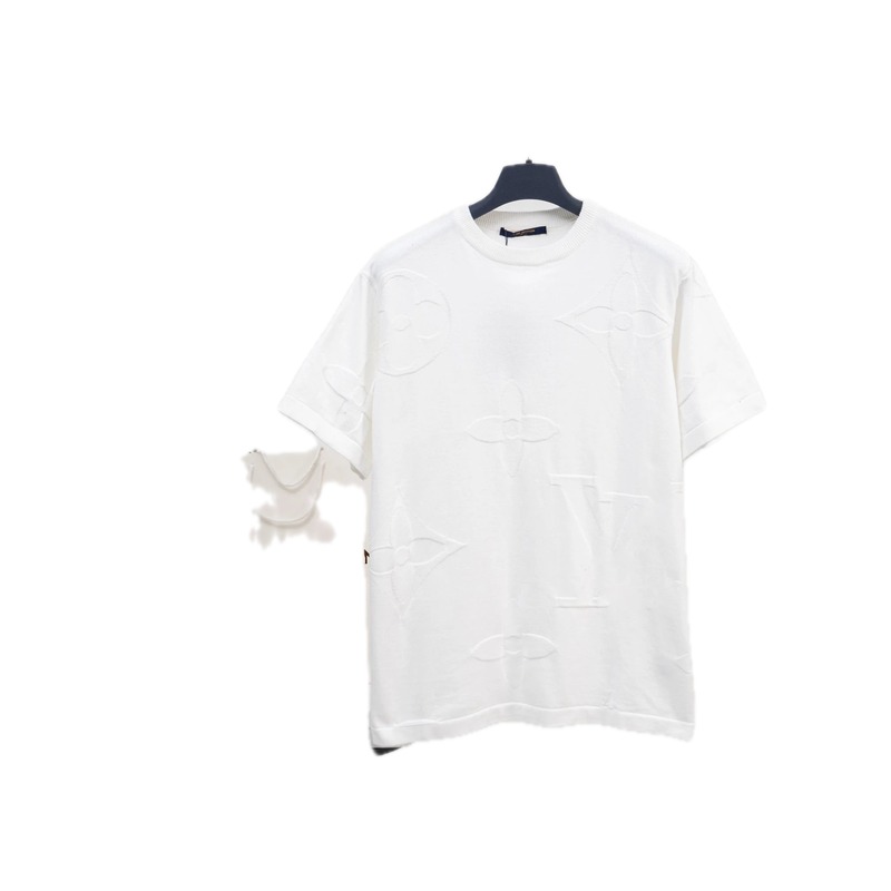 Louis Vuitton Monogram Jacquard Casual White Knitted T-Shirt
