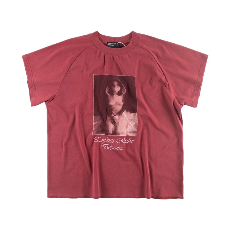 ERD Portrait Print Vintage Style Burgundy T-shirt