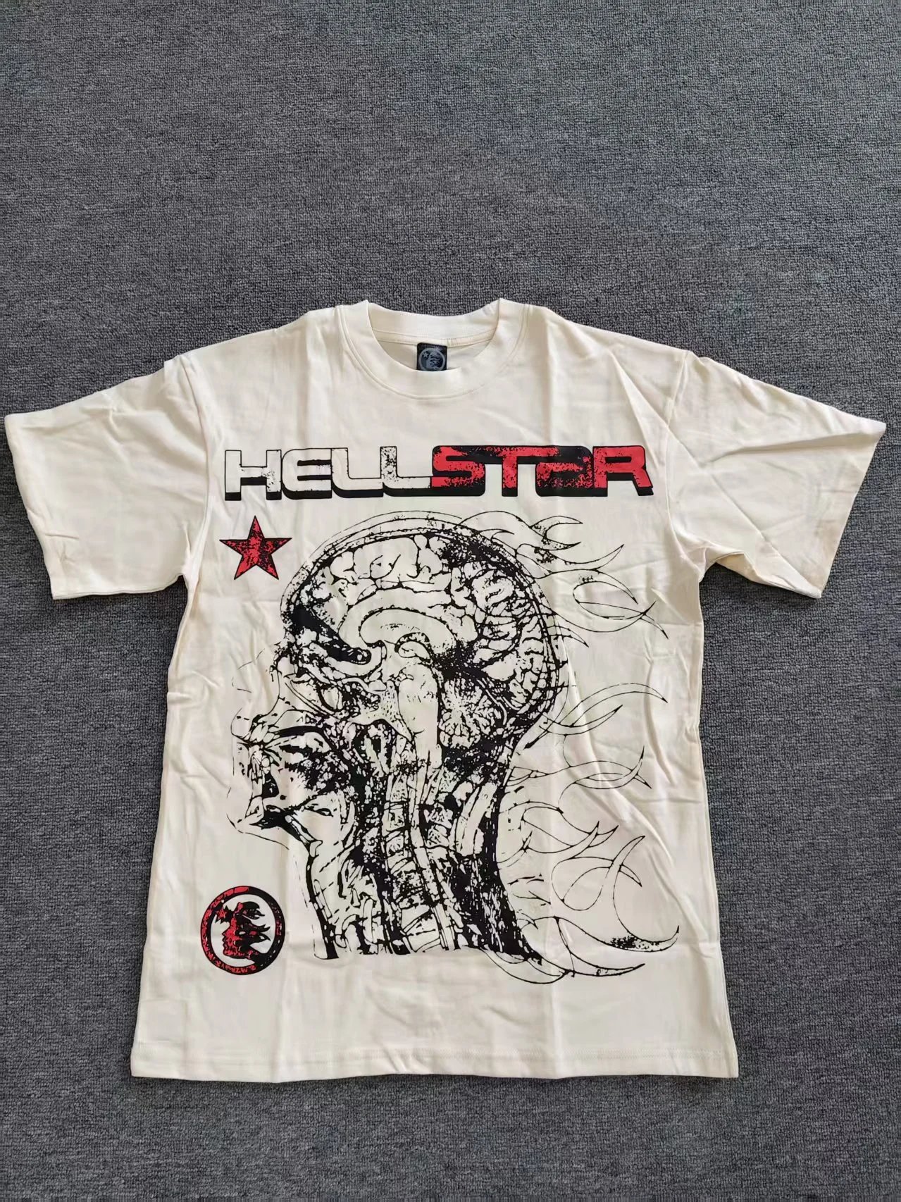 Hellstar Skeleton Print Street-style Off-white T-shirt