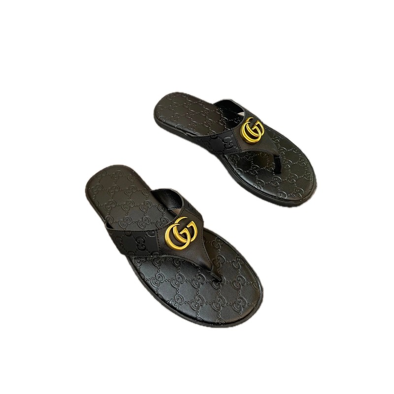 Gucci Double G Casual Style Black Flip-Flops