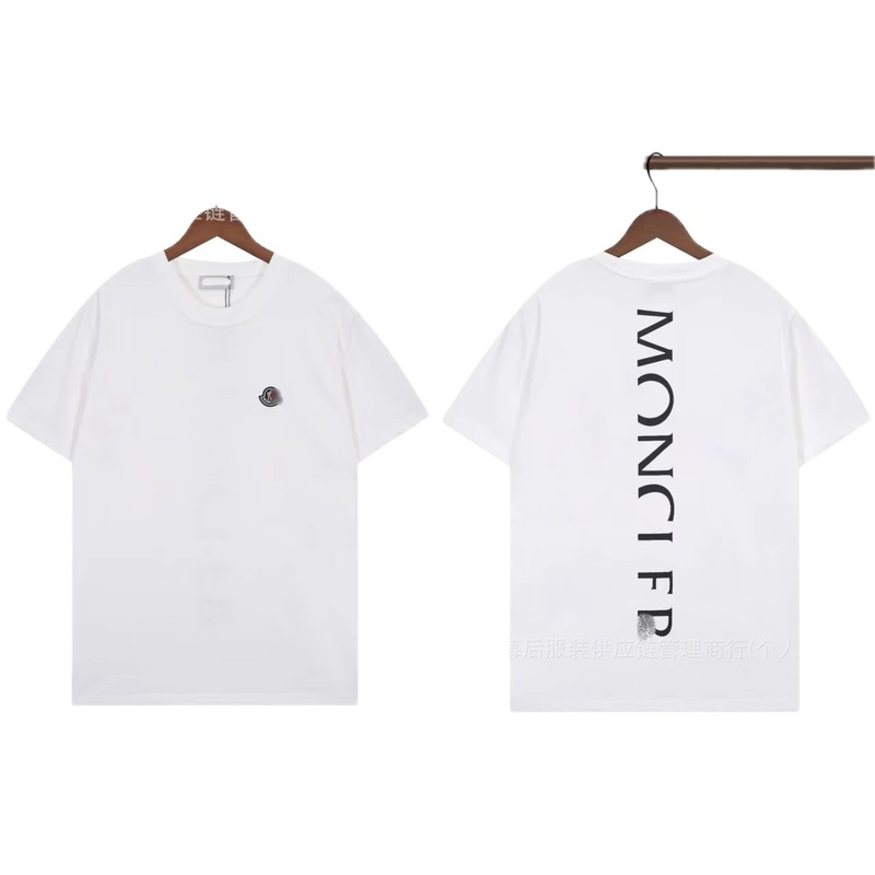 Moncler Letter Print Trendy Style White T-Shirt
