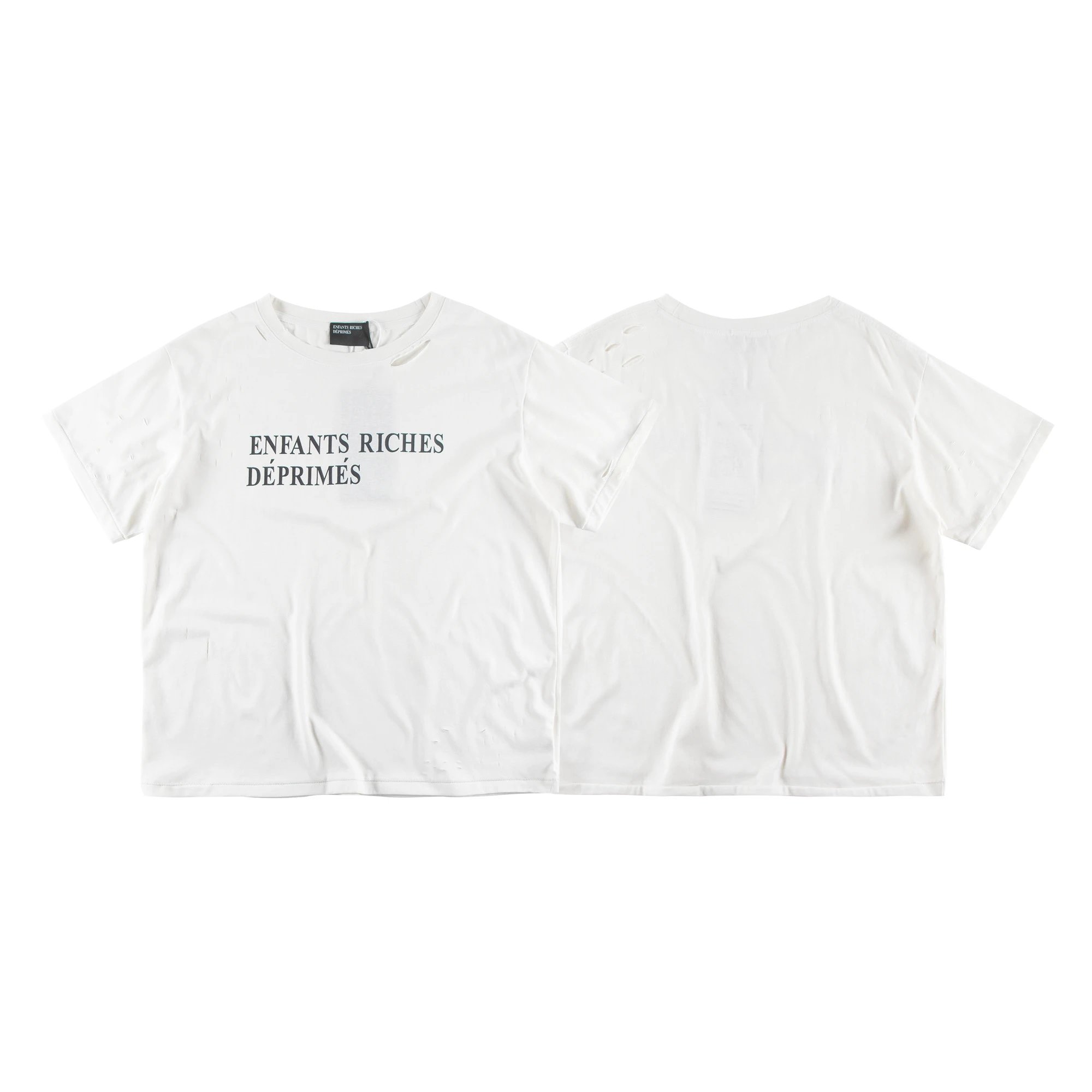 ERD Letter Ripped Street Style White T-Shirt