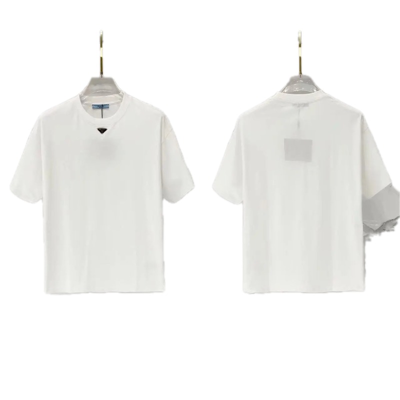 Prada Triangle Logo Minimalist Style White T-Shirt