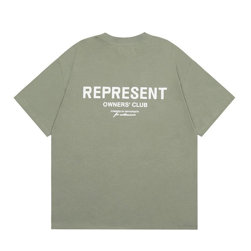 Represent Army Green Style 868 Owners Club T-Shirt Signature Detail Logo
