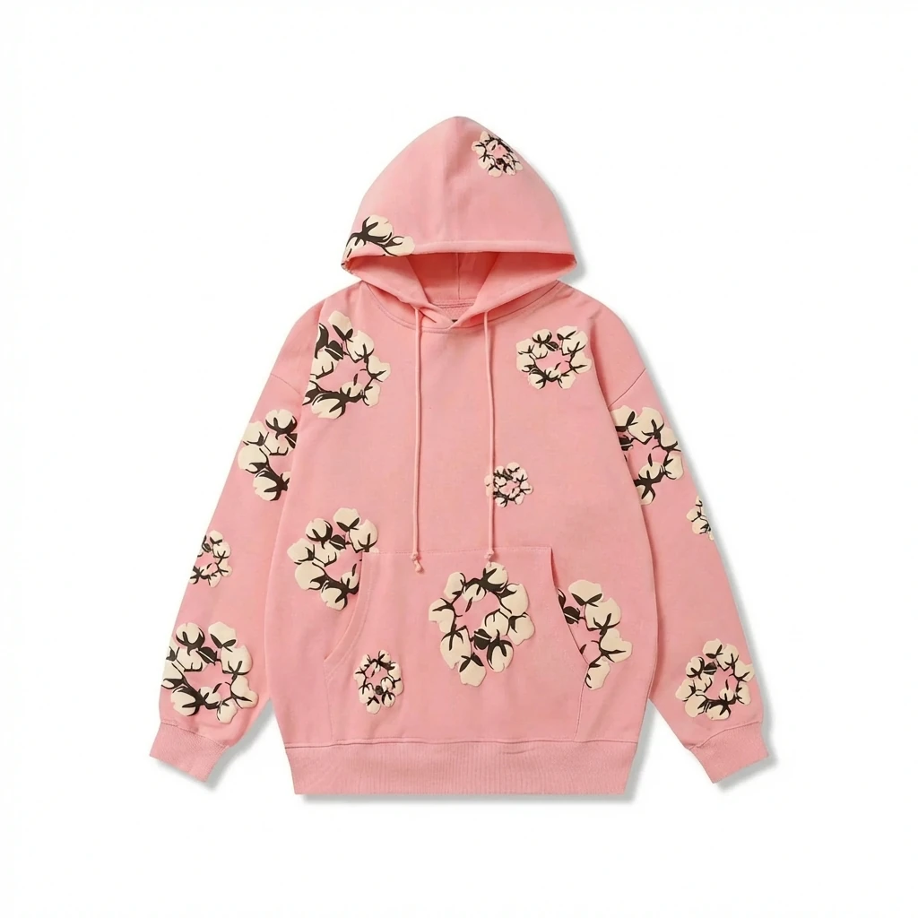 DENIM TEARS Floral Print Pink Hoodie