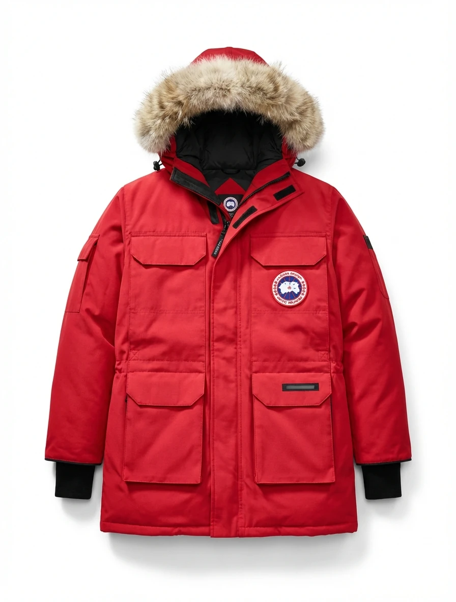 Canada Goose Expedition series red down jacket.