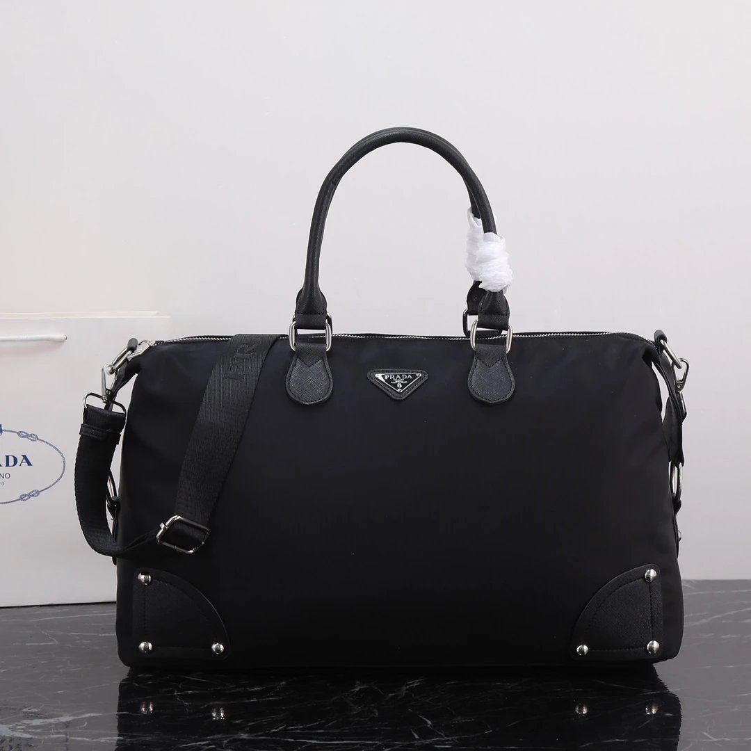 Prada Duffel Bag with Black Nylon Duffel Detail