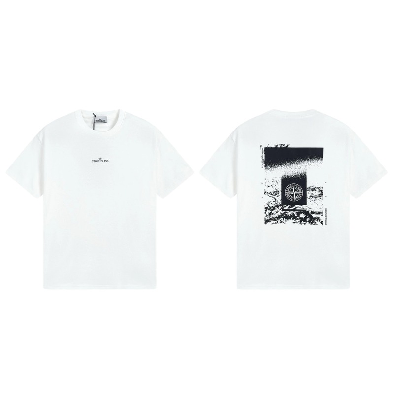 Stone Island Spring Summer Printed Street Style White T-Shirt