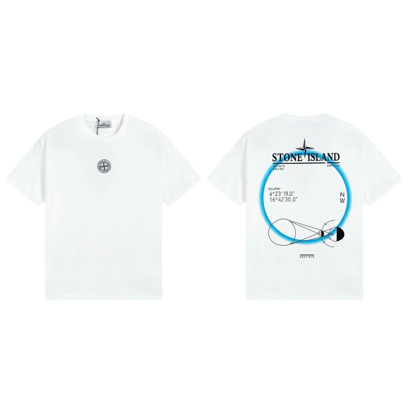 Stone Island Solar Eclipse Street Style White T-Shirt