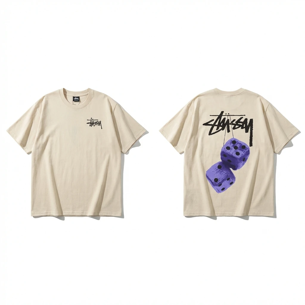 Stussy Dice Print Beige T-shirt