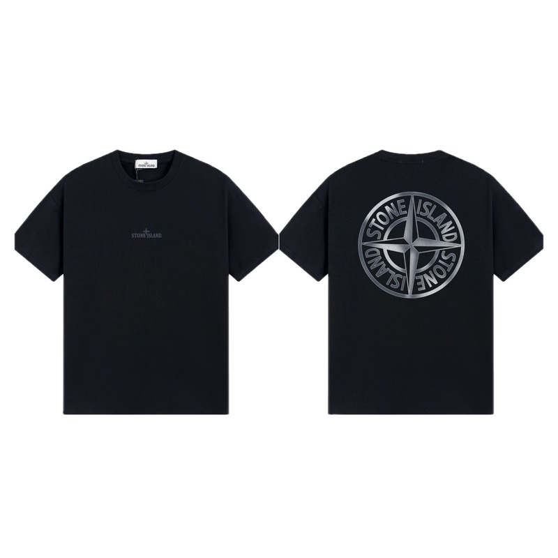 Stone Island Compass Collection Street Style Black T-Shirt