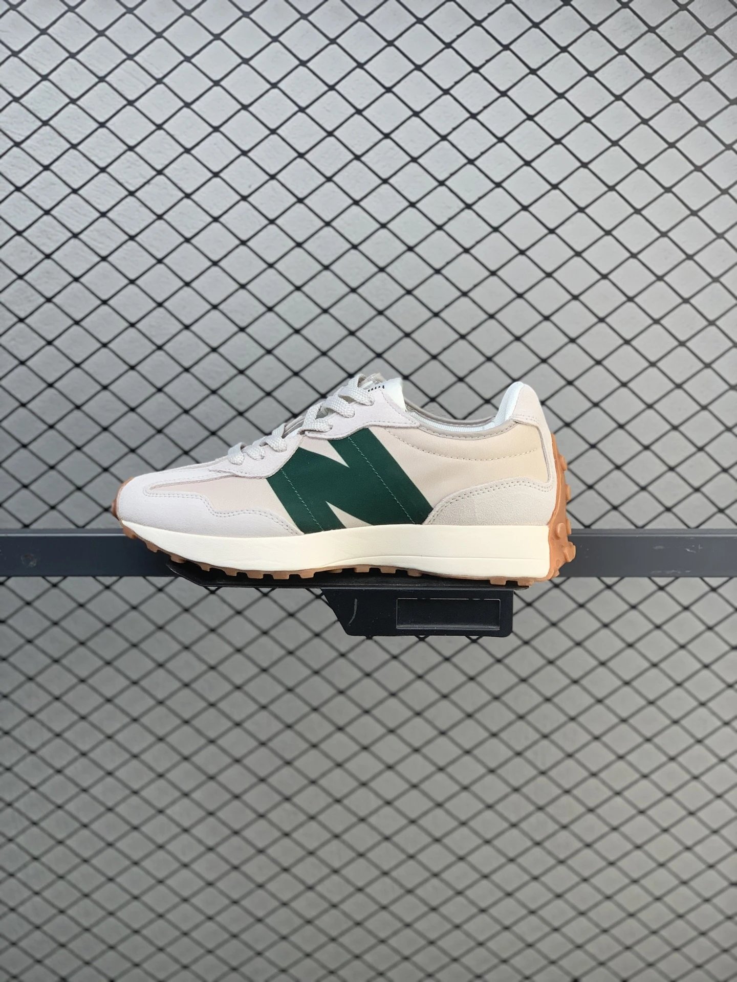 New Balance Retro Runners in Cream and Green, Finished with Low Runner Shape