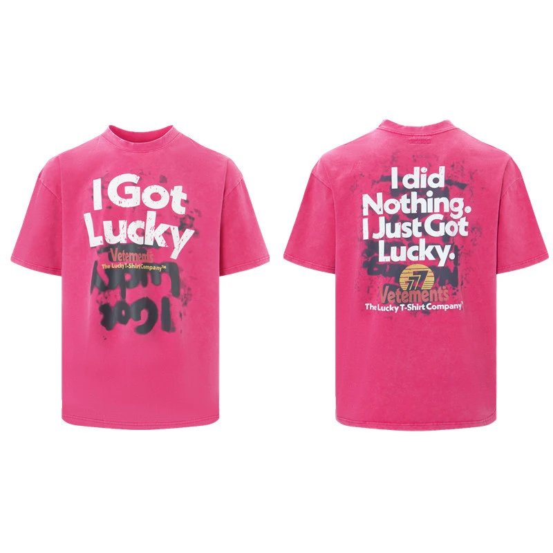 Casual Statement graphic T-shirt Black Colorful Lucky for Streetwear Looks