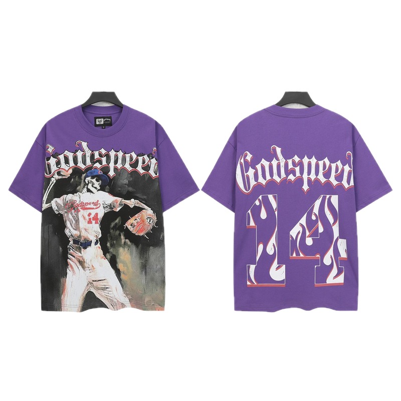 Godspeed Baseball Skull Street Style Purple T-shirt
