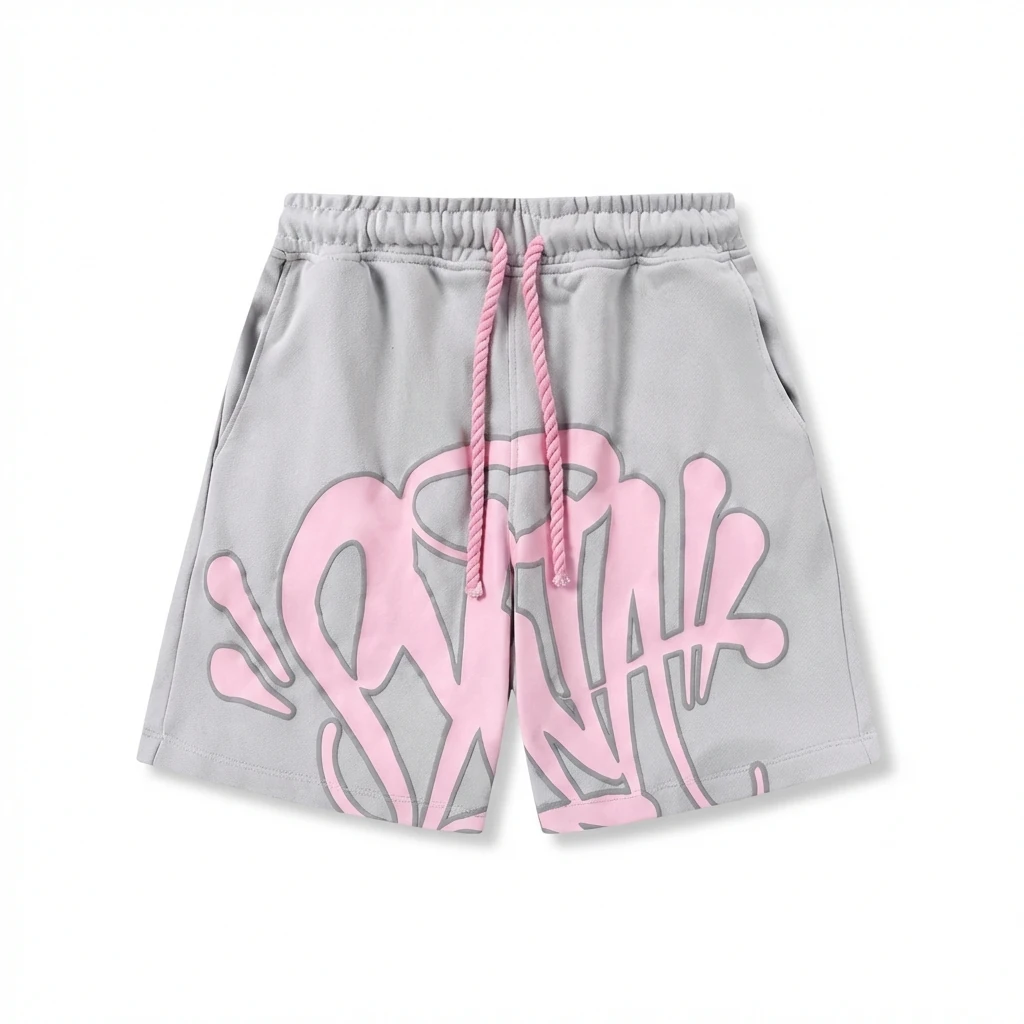 SynaWorld Graffiti-style Gray Shorts